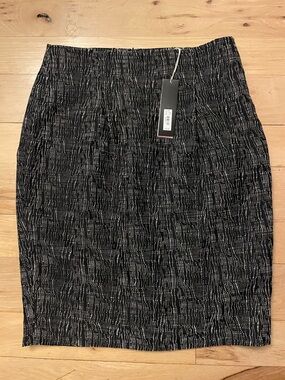 Sophie Theallet/ The Limited Black Pencil Skirt with White Dot Wave Pattern